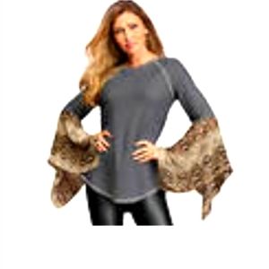 K. Jordan Chiffon sleeve thermal top